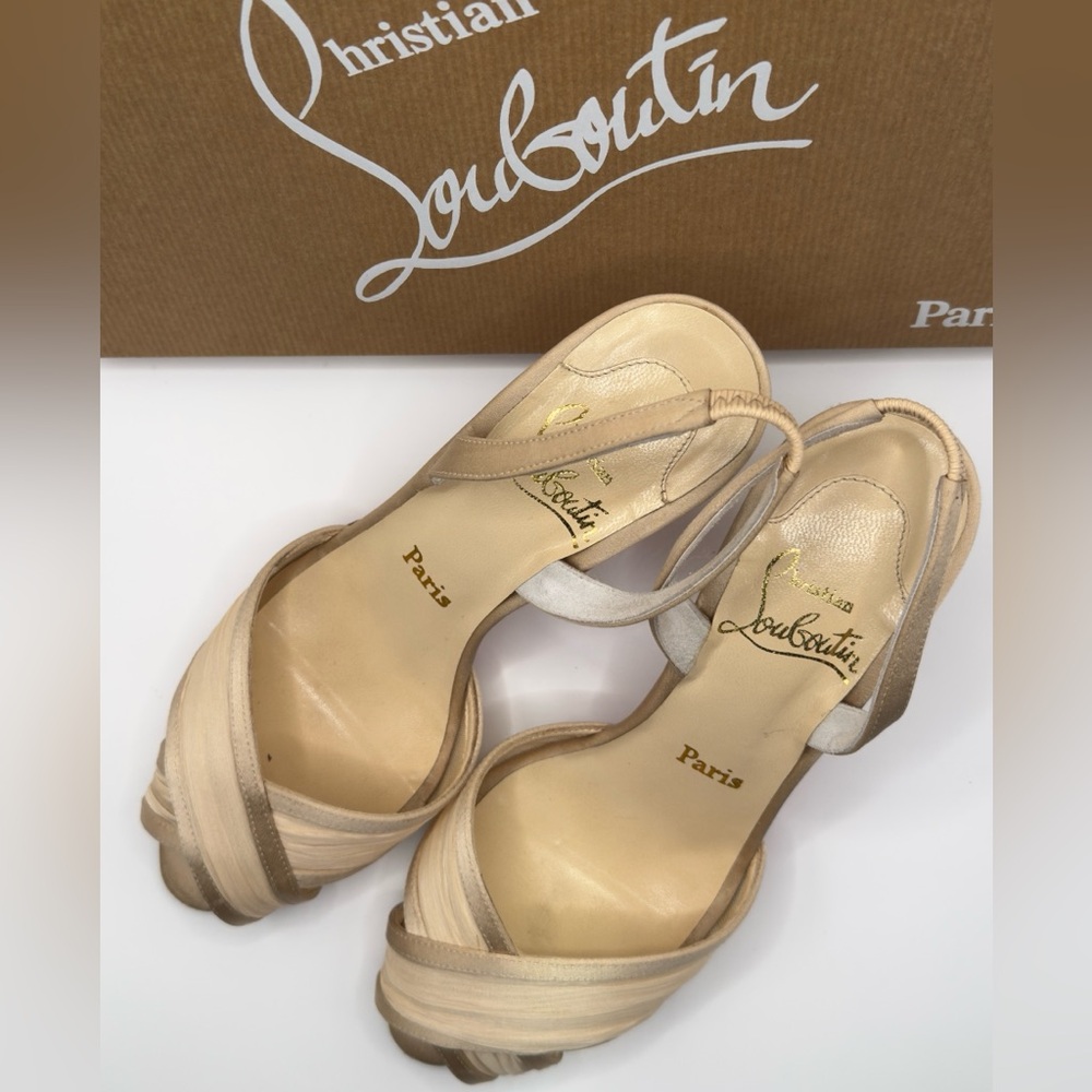 Christian Louboutin Cream Strappy Heels